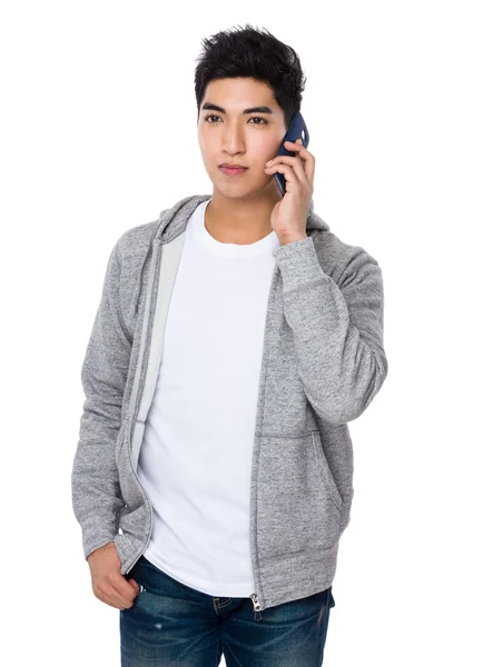 Young asian man in grey sweater — Stock Photo, Image