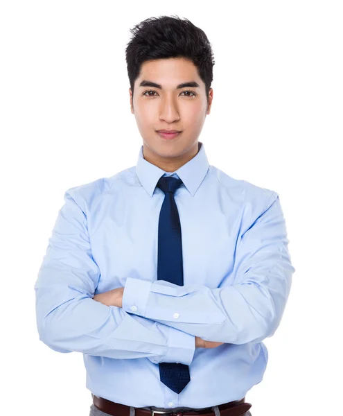 Junger asiatischer Geschäftsmann im blauen Hemd — Stockfoto