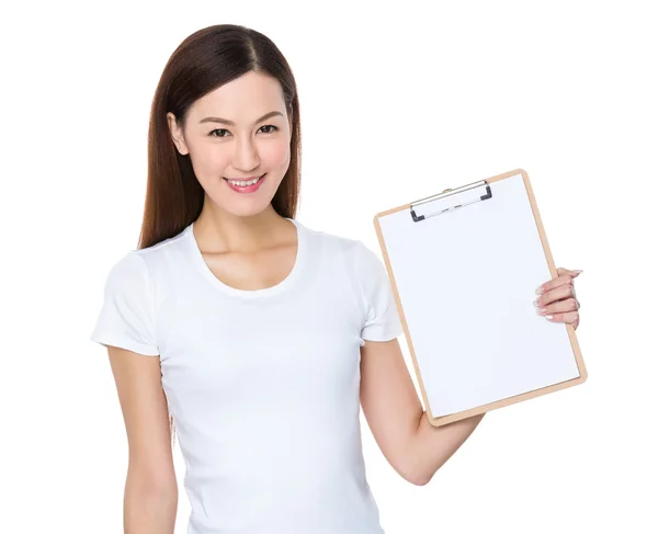 Asian young woman in white t-shirt — Stock Photo, Image