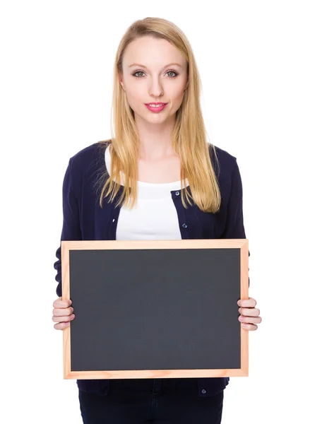 Caucasian young woman in blue cardigan — Stock Photo, Image