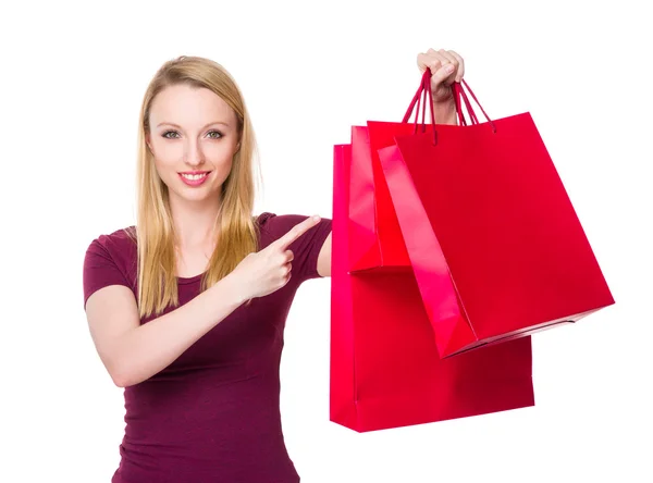 Branco jovem mulher no vermelho t-shirt — Fotografia de Stock