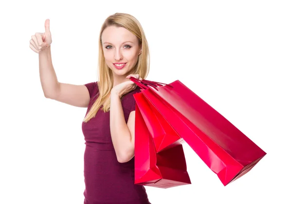 Branco jovem mulher no vermelho t-shirt — Fotografia de Stock