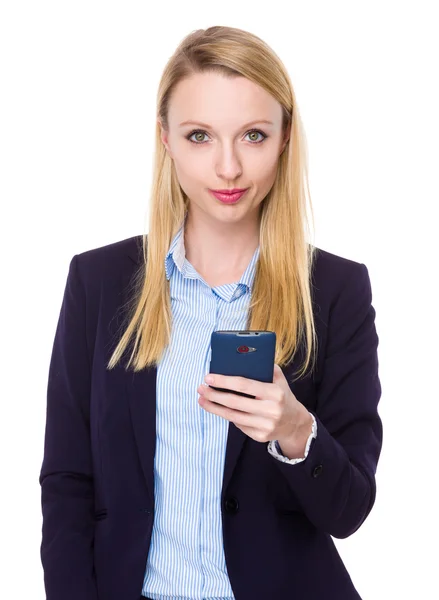 Young caucasian businesswoman in business suit — Stock Photo, Image