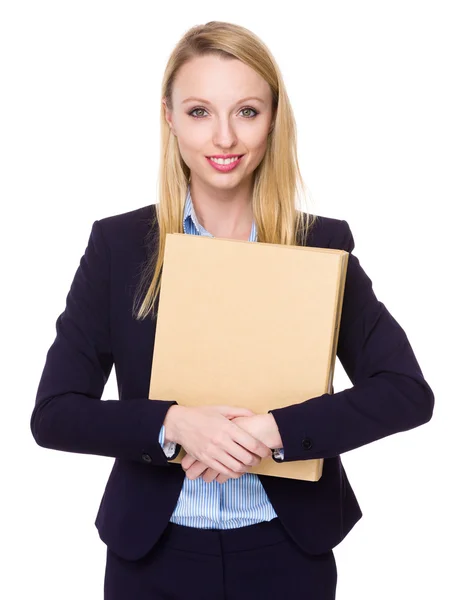 Joven mujer de negocios caucásica en traje de negocios — Foto de Stock