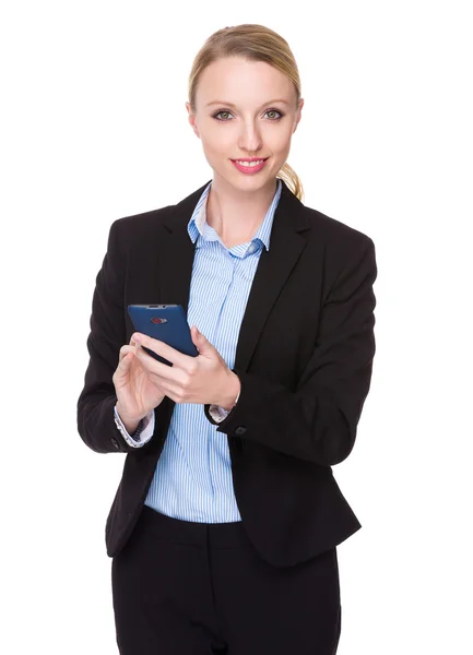 Joven mujer de negocios caucásica en traje de negocios — Foto de Stock