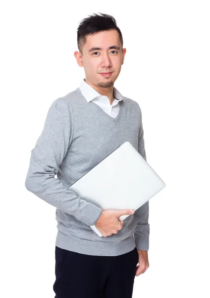 グレーのセーターにアジア系の若いビジネスマン — ストック写真