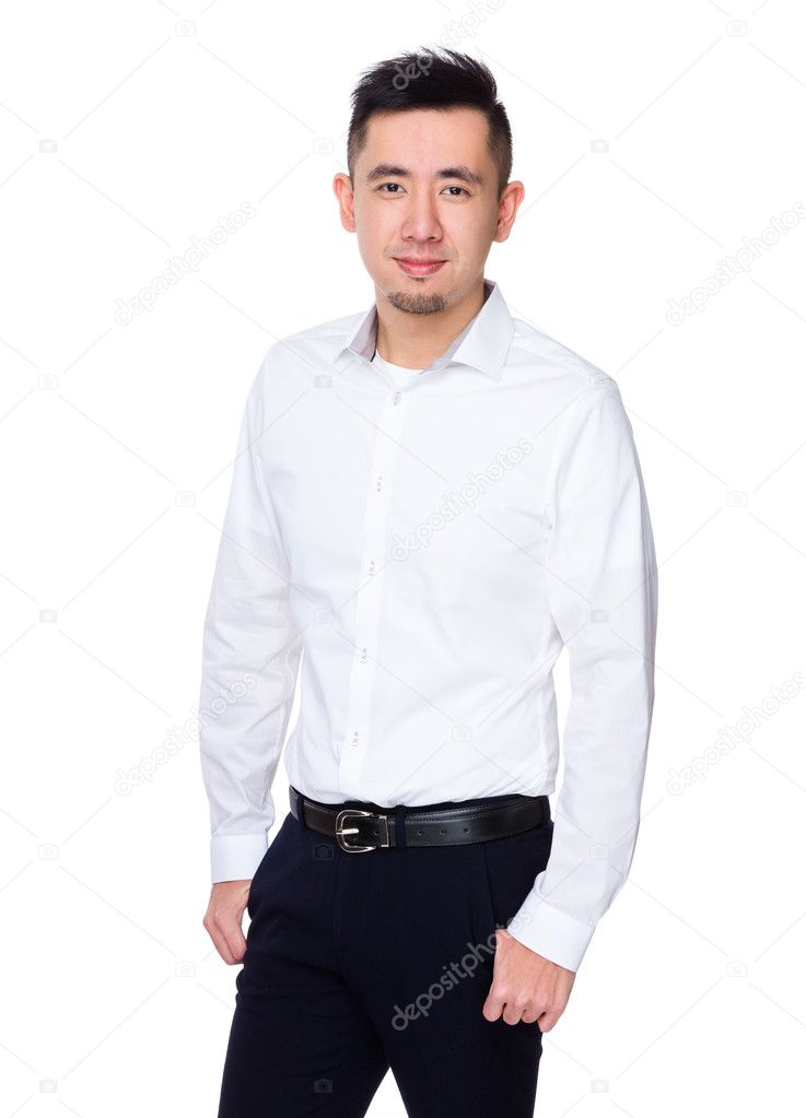 Young asian businessman in white shirt