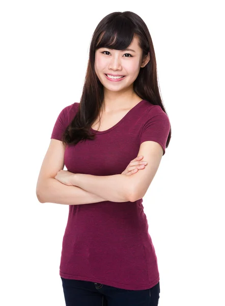 Asiatico giovane donna in rosso t-shirt — Foto Stock