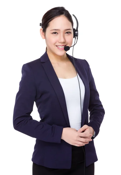 Agente de call center com fone de ouvido — Fotografia de Stock