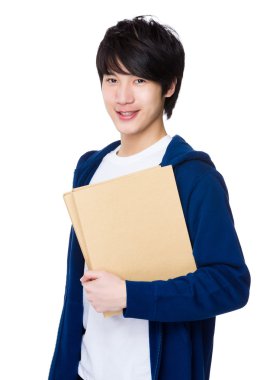 Mavi kazaklı Asya genç adam