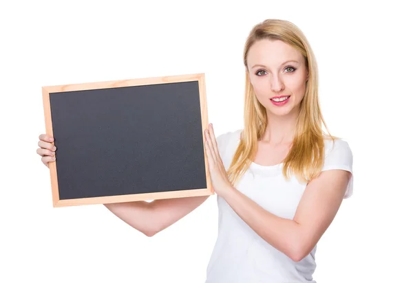 Caucasian young woman in white t-shirt — Stock Photo, Image