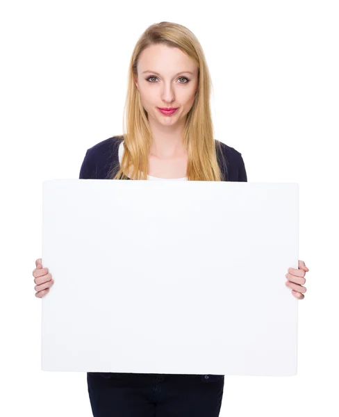 Caucasian young woman in blue cardigan — Stock Photo, Image