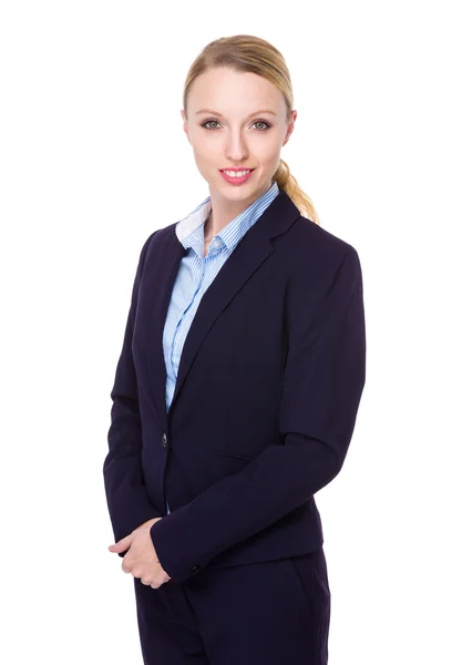 Joven mujer de negocios caucásica en traje de negocios — Foto de Stock