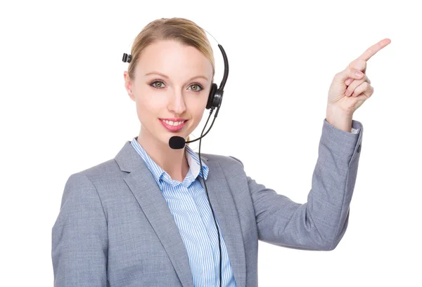 Representante de atendimento ao cliente com fone de ouvido — Fotografia de Stock