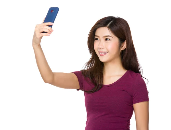 Asian young woman in red t-shirt — Stock Photo, Image