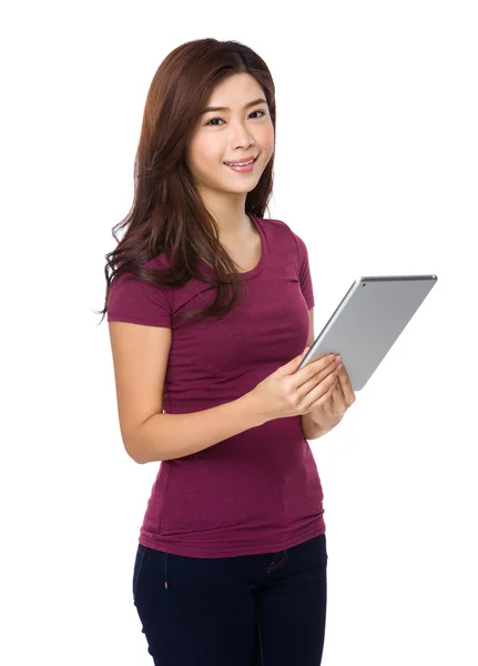 Asian young woman in red t-shirt — Stock Photo, Image