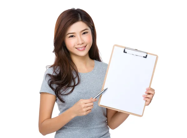 Asian young woman in grey t-shirt — Stock Photo, Image