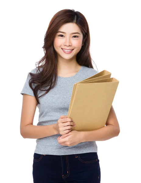 Asian young woman in grey t-shirt — Stock Photo, Image