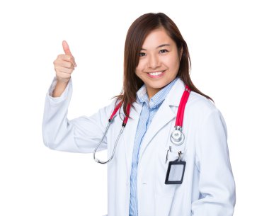 Asyalı kadın doktor beyaz ceket
