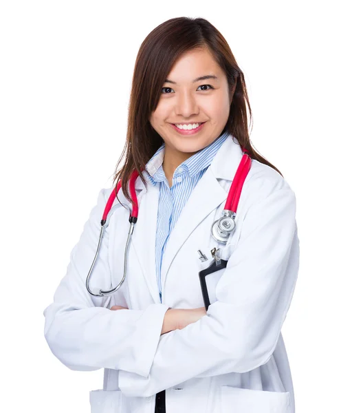 Asijské ženy doktor v bílém plášti — Stock fotografie