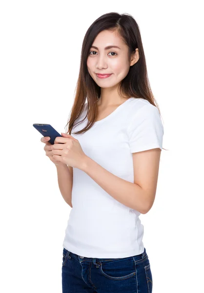 Asiatico giovane donna in bianco t-shirt — Foto Stock