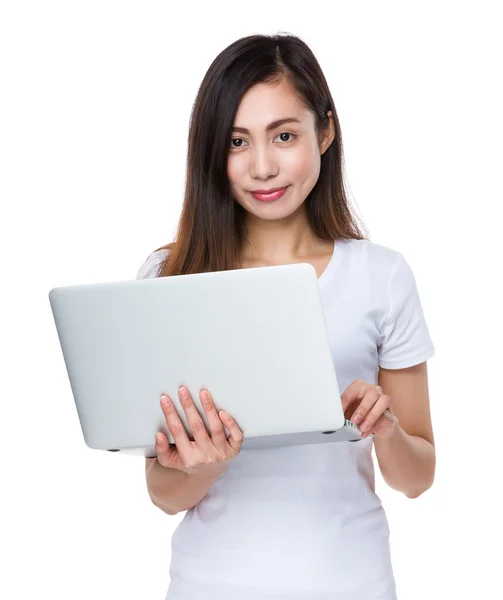 Asian young woman in white t-shirt — Stock Photo, Image