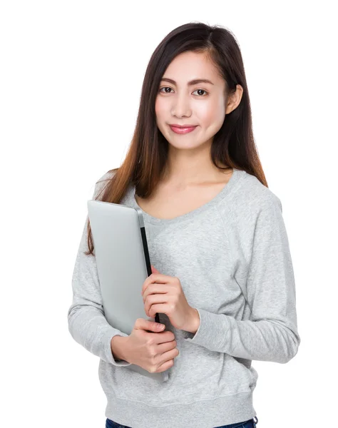 Asian young woman in grey sweater — Stock Photo, Image