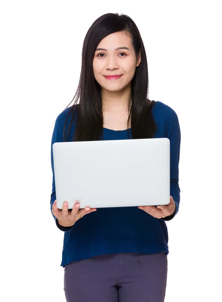 Asian young woman in blue sweater — Stock Photo, Image