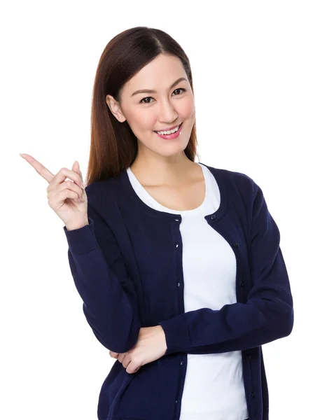 Asiatico giovane donna in blu cardigan — Foto Stock