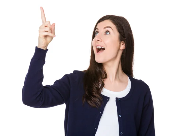 Caucasian young woman in blue cardigan — Stock Photo, Image