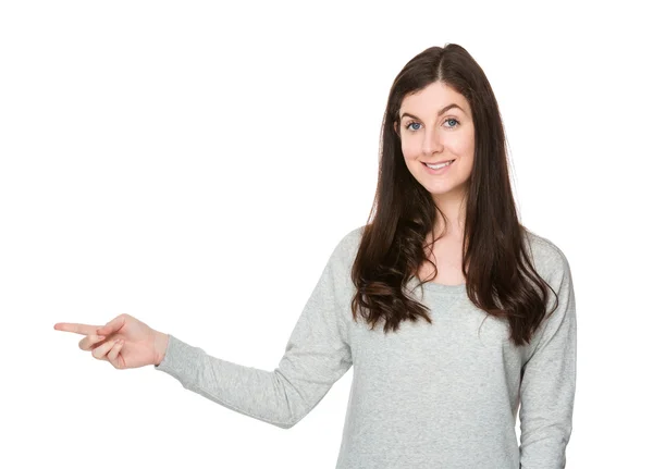 Caucasian young woman in grey sweater — Stock Photo, Image