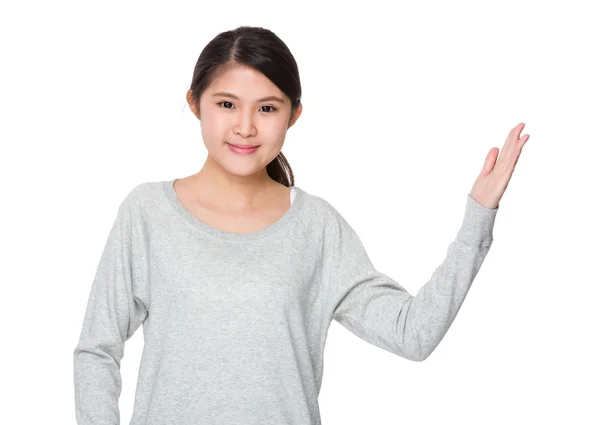 Asian young woman in grey sweater — Stock Photo, Image