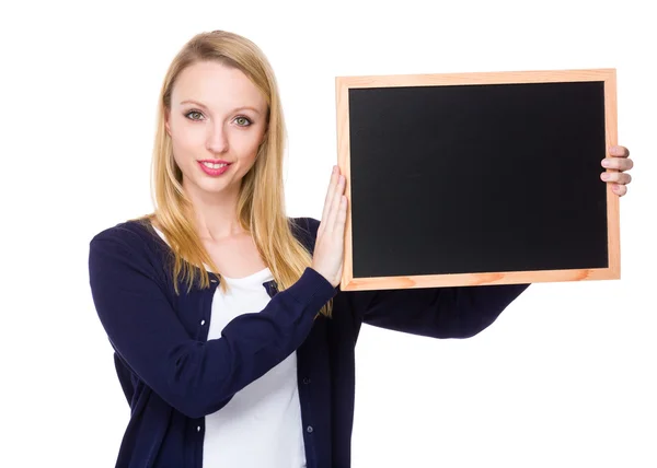 Caucasian young woman in blue cardigan — Stock Photo, Image