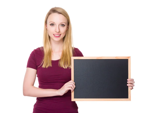 Caucasian young woman in red t-shirt — Stock Photo, Image