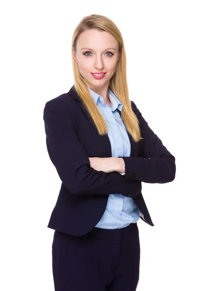 Young caucasian businesswoman in business suit — Stock Photo, Image