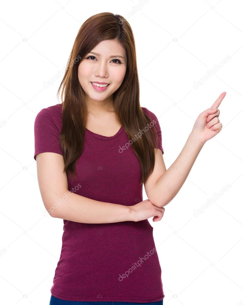 Asian young woman in red t-shirt