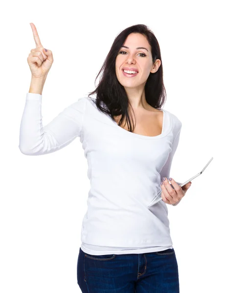 Caucasian young woman in white sweater Stock Image