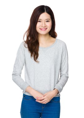 gri süveterli Asyalı genç kadın