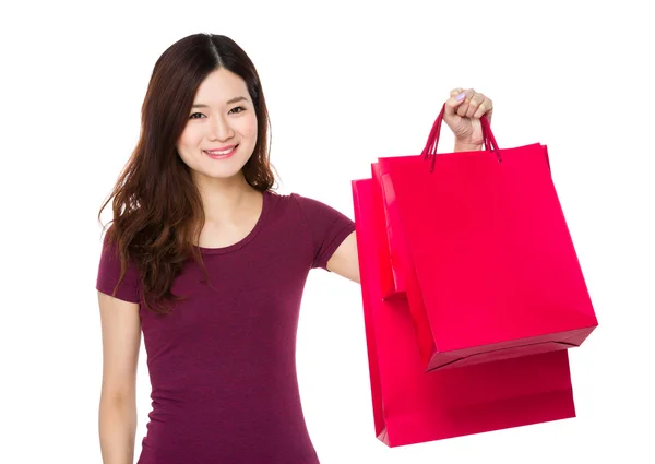 Asian young woman in red t-shirt — Stock Photo, Image