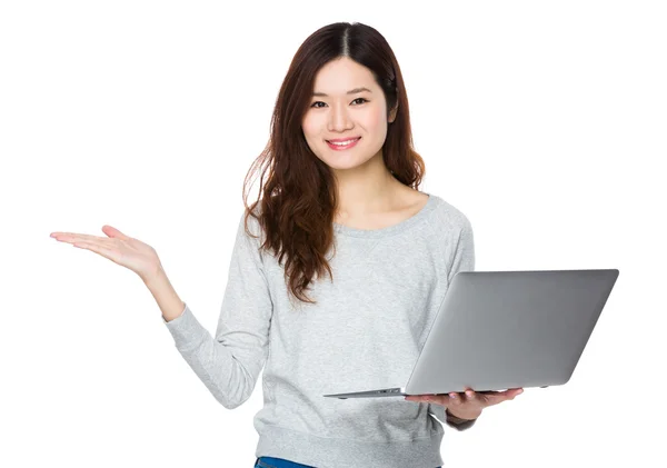 Asian young woman in grey sweater — Stock Photo, Image