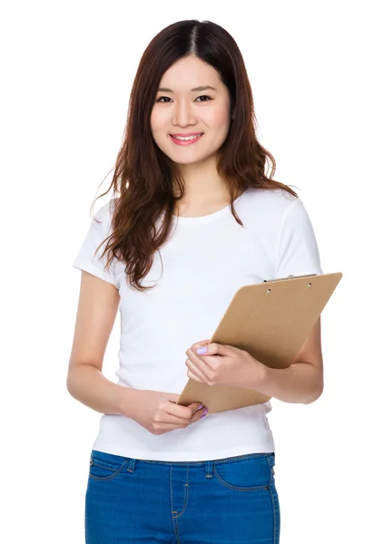 Asian young woman in white t-shirt — Stock Photo, Image