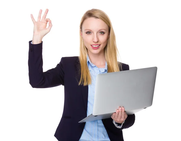 Young caucasian businesswoman in business suit — Stock Photo, Image