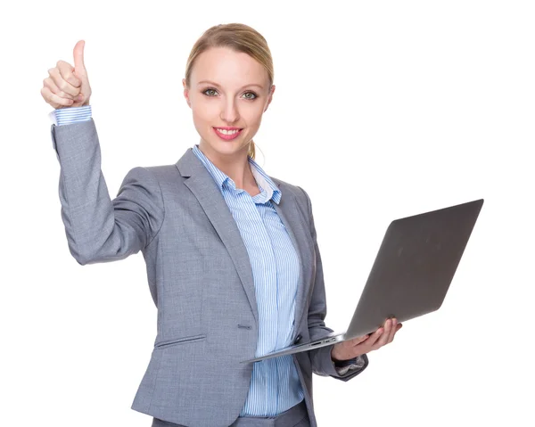 Young caucasian businesswoman in business suit — Stock Photo, Image