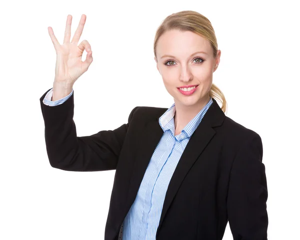 Young caucasian businesswoman in business suit — Stock Photo, Image