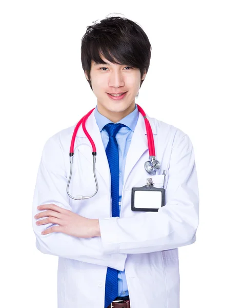 Asiático macho médico en blanco abrigo —  Fotos de Stock