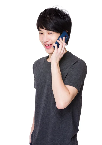 Asian young man in grey t-shirt — Stock Photo, Image