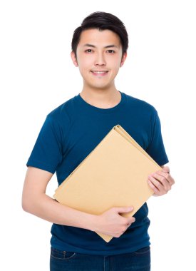 Mavi t-shirt Asya genç adam