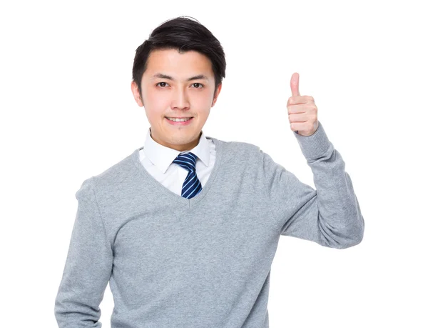 Joven asiático hombre de negocios en gris suéter — Foto de Stock