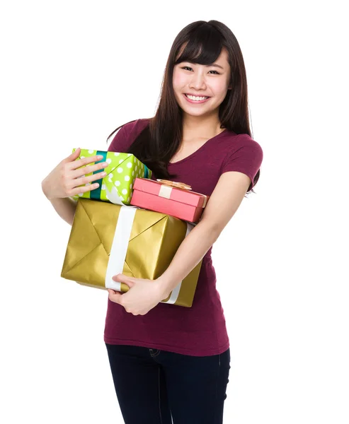 Asian young woman in red t-shirt — Stock Photo, Image