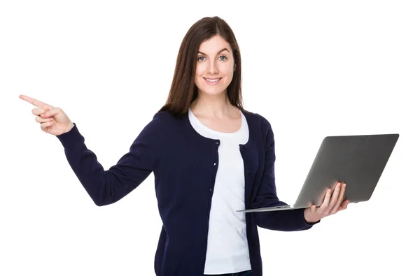 Caucasian young woman in blue cardigan — Stock Photo, Image